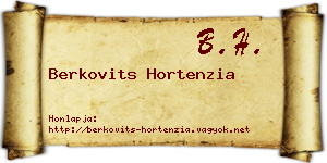 Berkovits Hortenzia névjegykártya